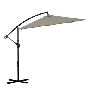 2.2M Outdoor Umbrella Cantilever | Garden Deck Patio Shade | Water-Resistant | Grey