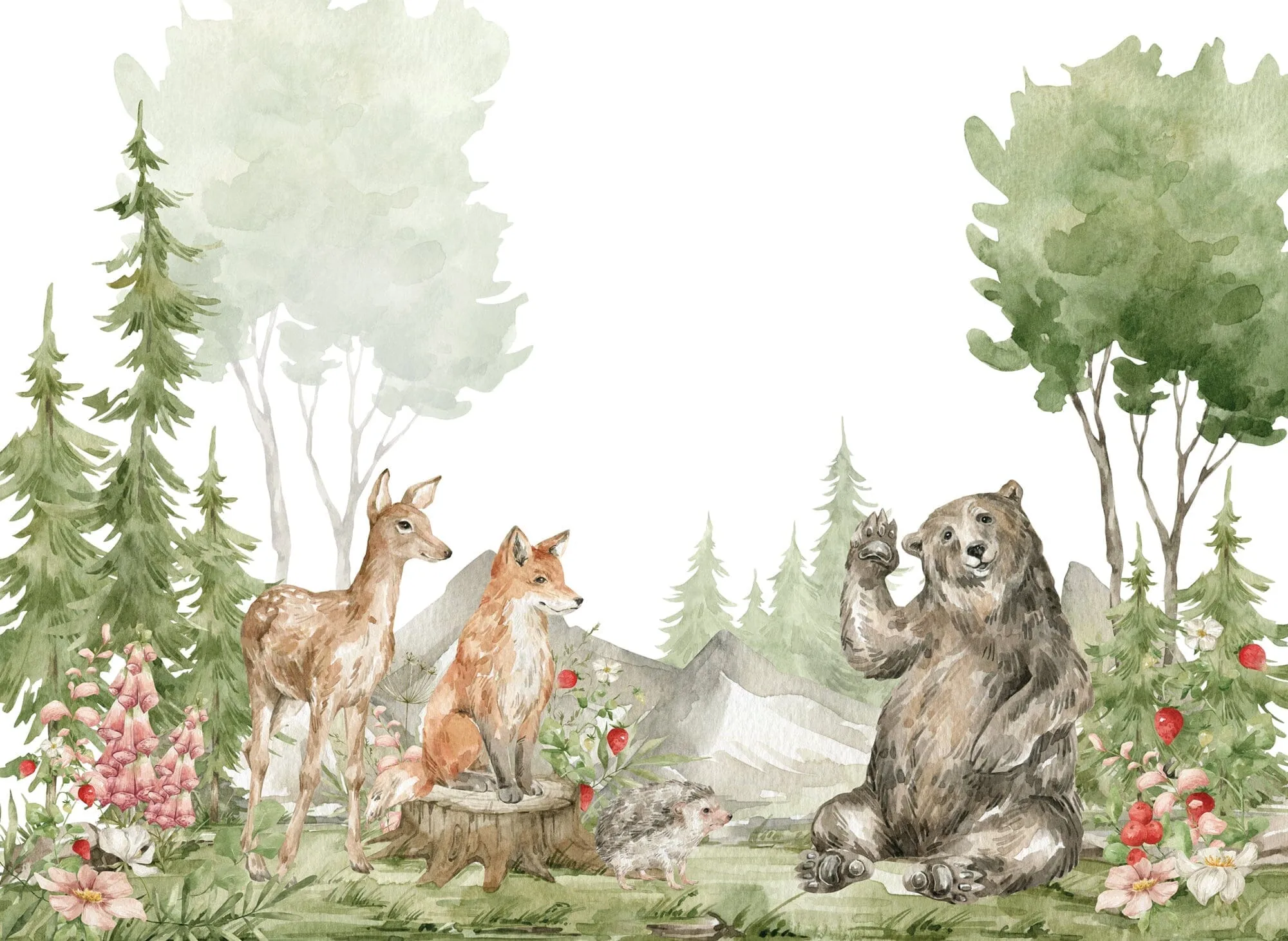 Baby Deer Woodland Nursery Wallpaper