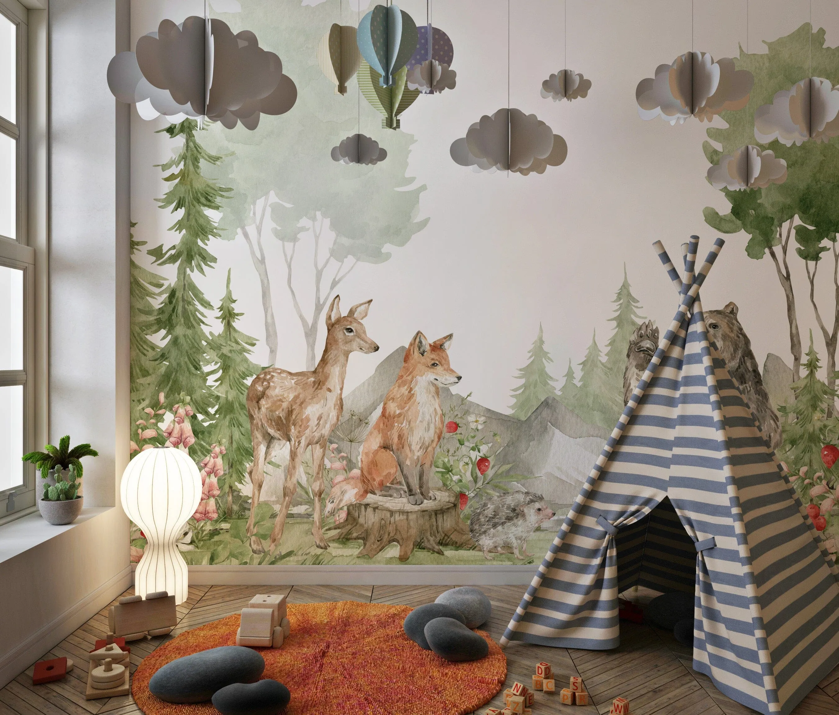 Baby Deer Woodland Nursery Wallpaper