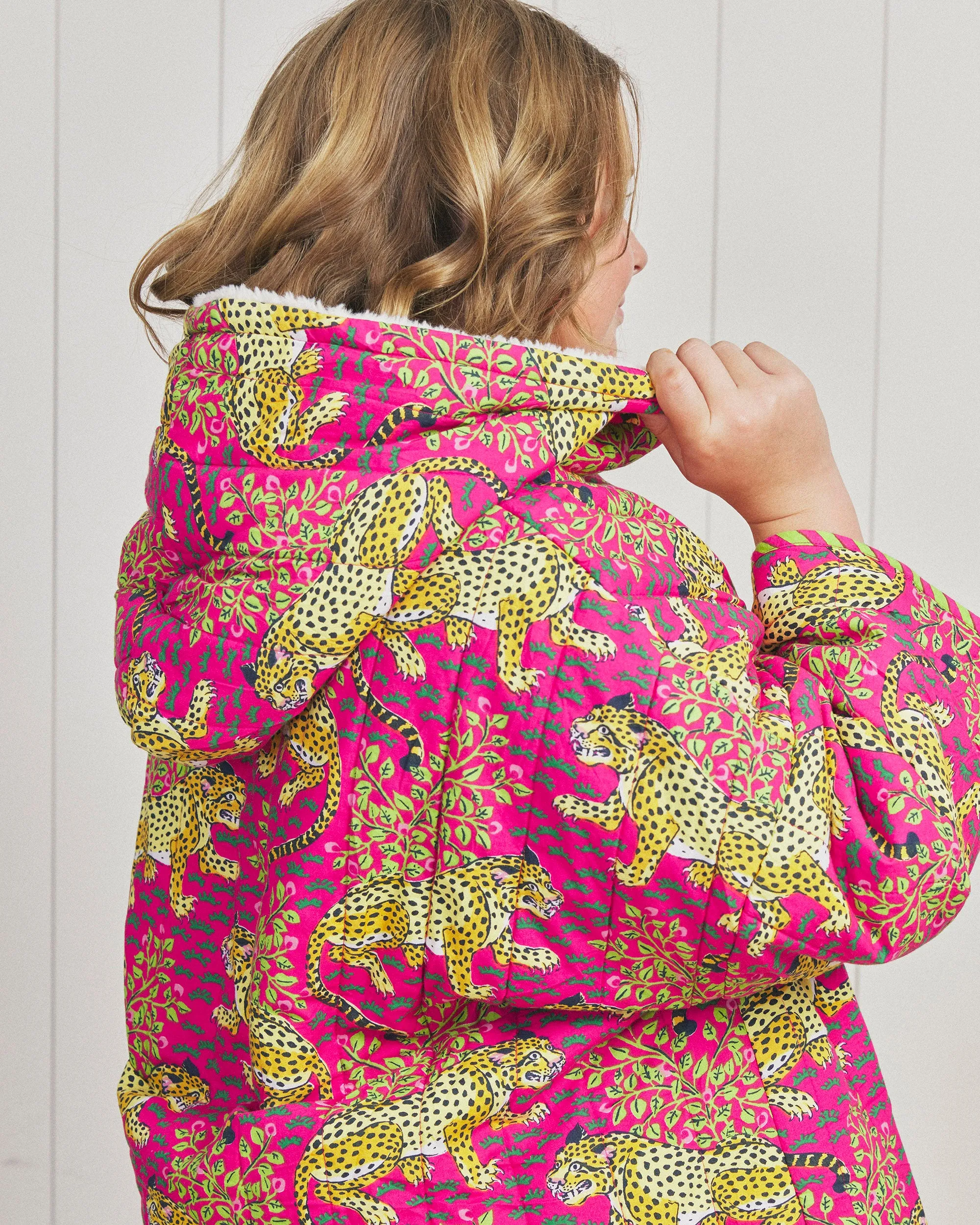 Bagheera - Youth Quilted Sherpa Poncho - Hot Pink