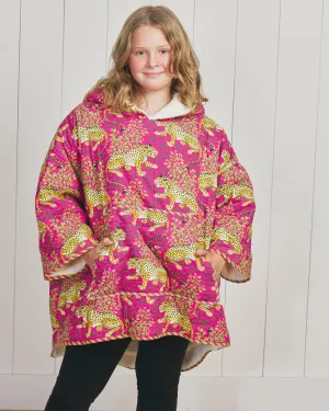 Bagheera - Youth Quilted Sherpa Poncho - Hot Pink