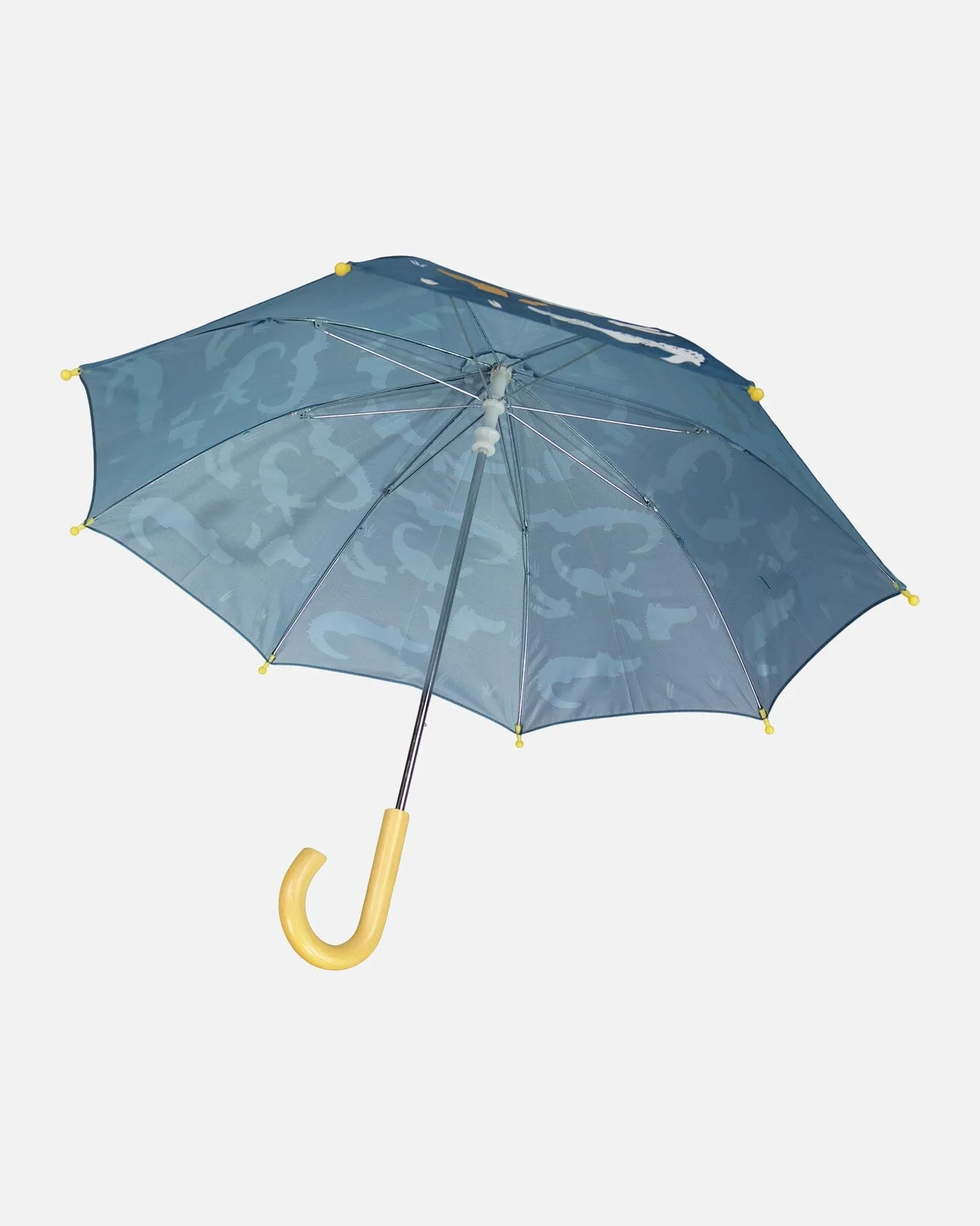 Blue Umbrella With Crocodiles That Change Color Upon Contact With Water
