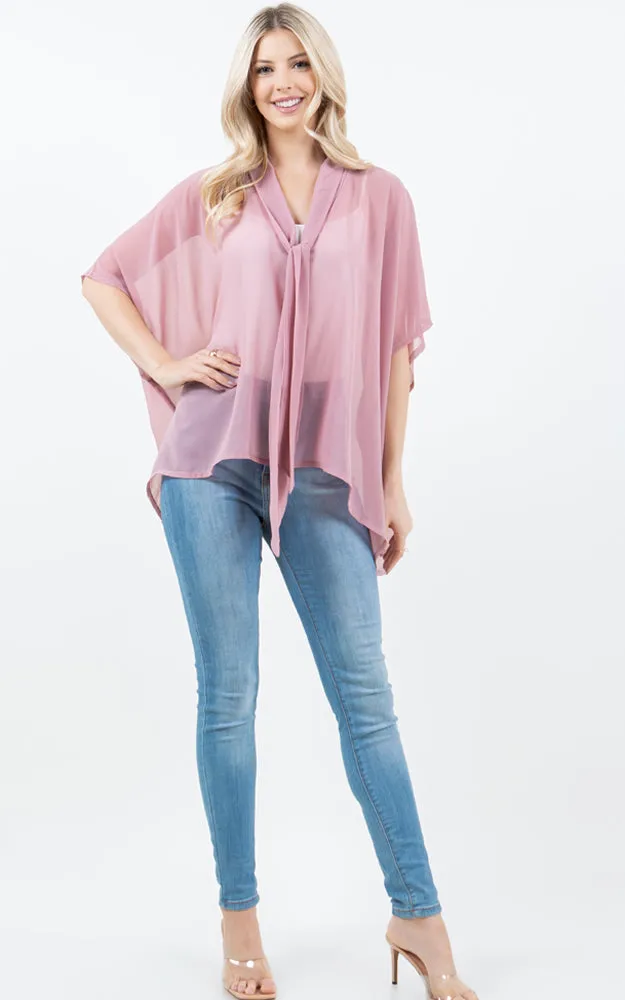 PON5502 See Through Light Weight Poncho Cover Up