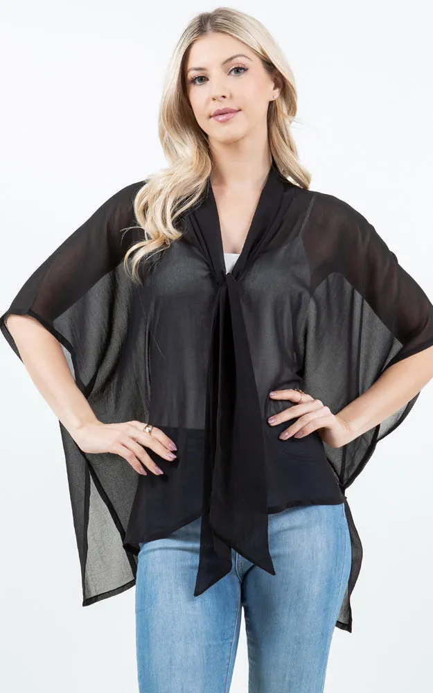 PON5502 See Through Light Weight Poncho Cover Up