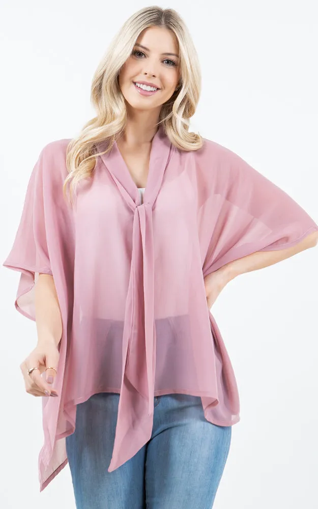 PON5502 See Through Light Weight Poncho Cover Up