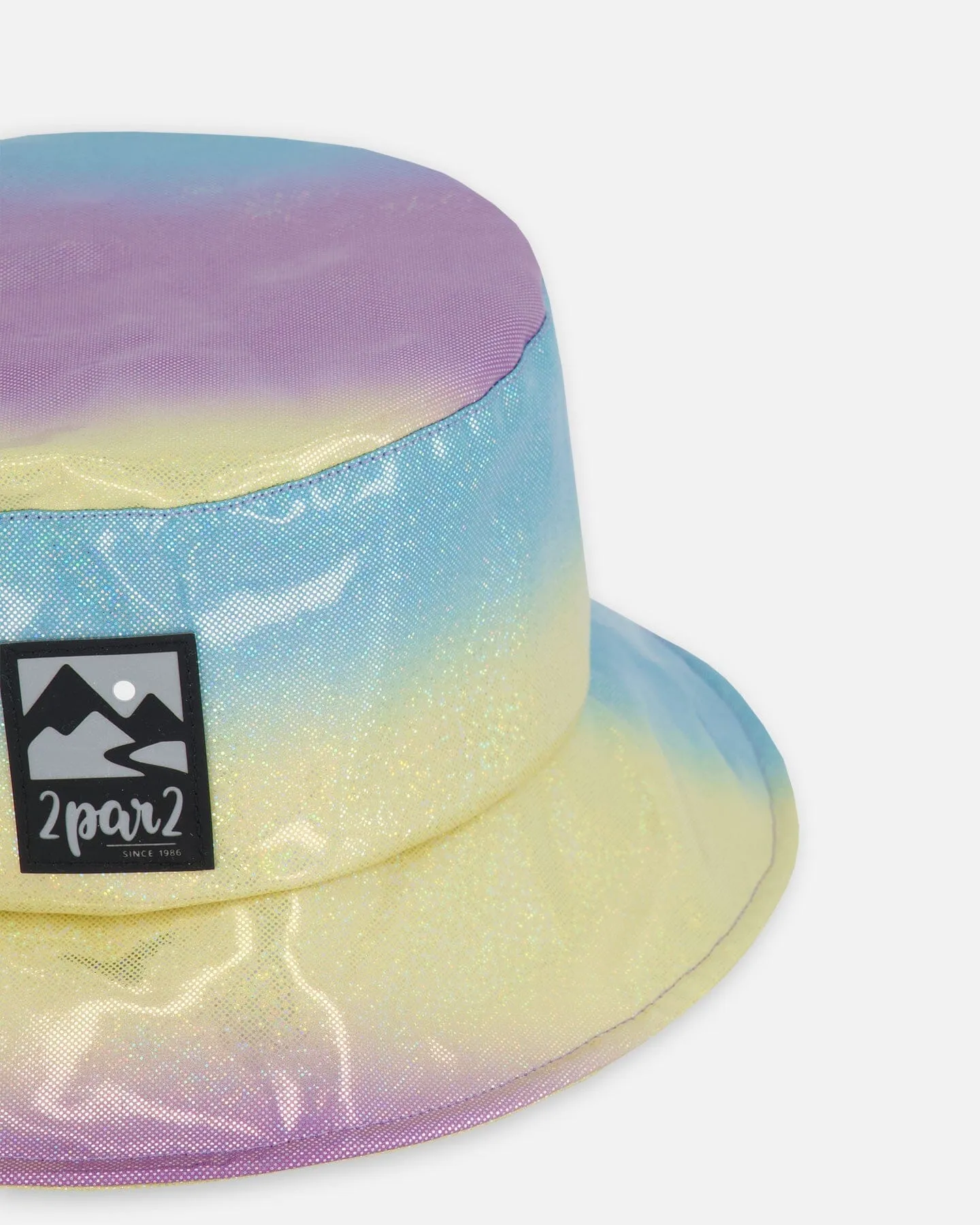 Printed Rain Coat With Hat Mauve Blue And Yellow Glitter Gradient