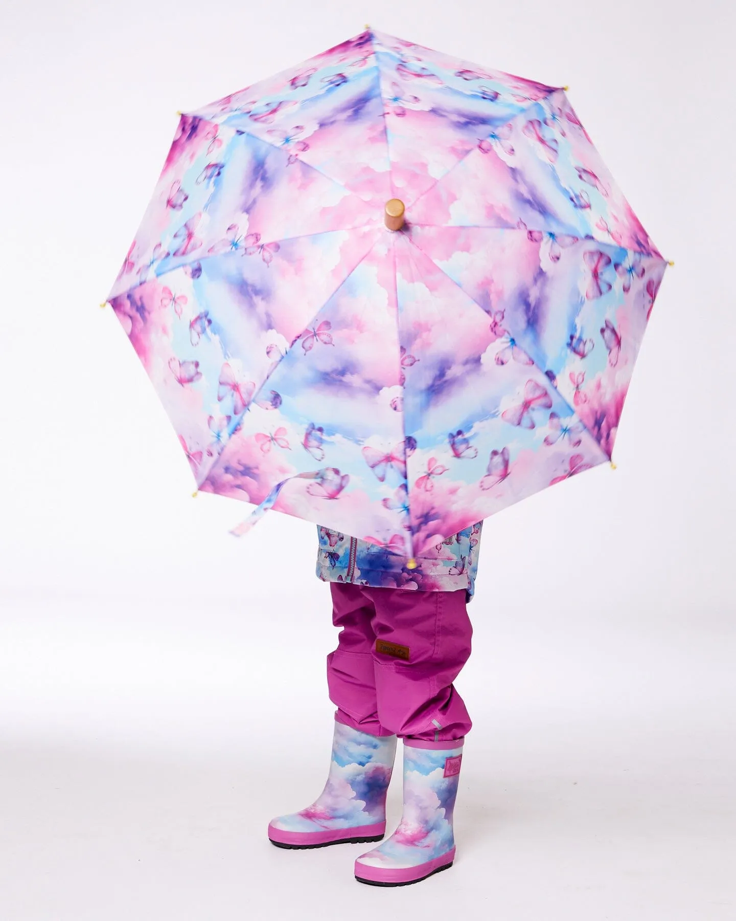 Printed Umbrella Butterflies On Multicolored Background