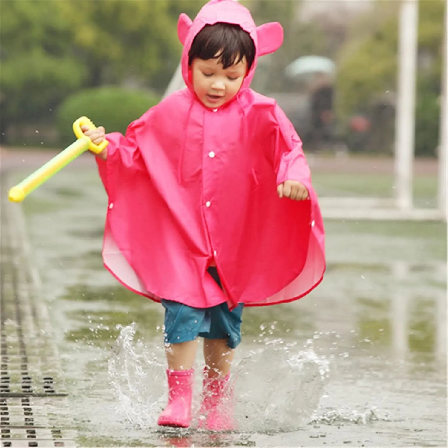 Toddler Rain Boots Easy On Mud Boots Kids Rubber Boots Lightweight Short Rain Boots Boys Waterproof Ankle Boots